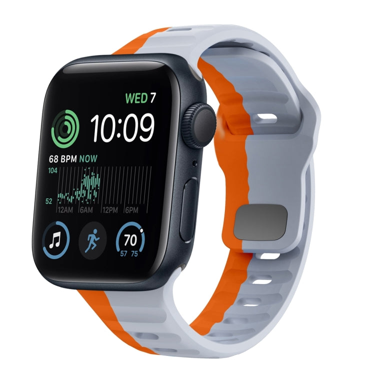 ウェーブテクスチャーリバースバックルシリコンウォッチバンド、Apple Watch Series 7 41mm用、Apple Watch Series 7 45mm用、Apple Watch SE 40mm用、Apple Watch SE 44mm用