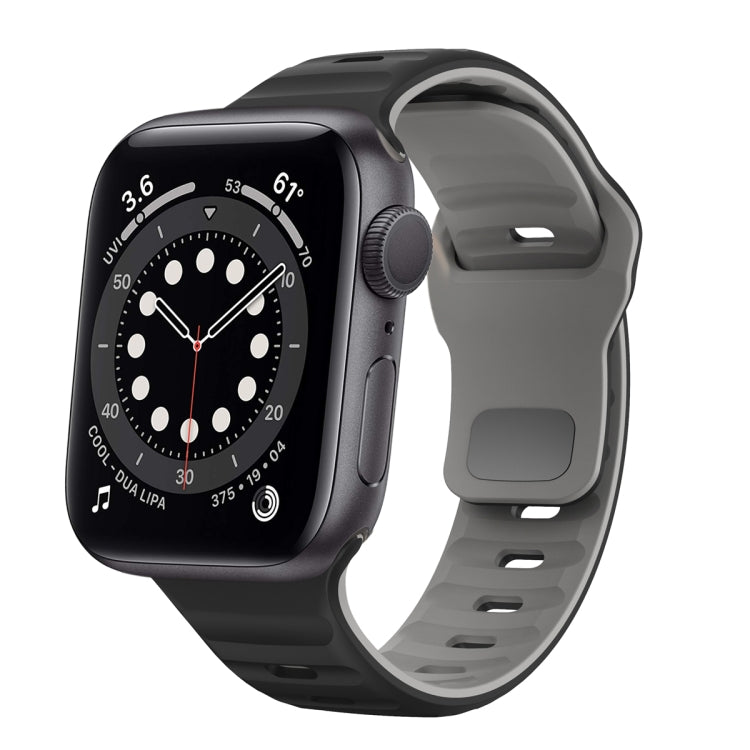 ウェーブテクスチャーリバースバックルシリコンウォッチバンド、Apple Watch Series 6 40mm用、Apple Watch Series 6 44mm用、Apple Watch Series 5 44mm用、Apple Watch Series 5 40mm用