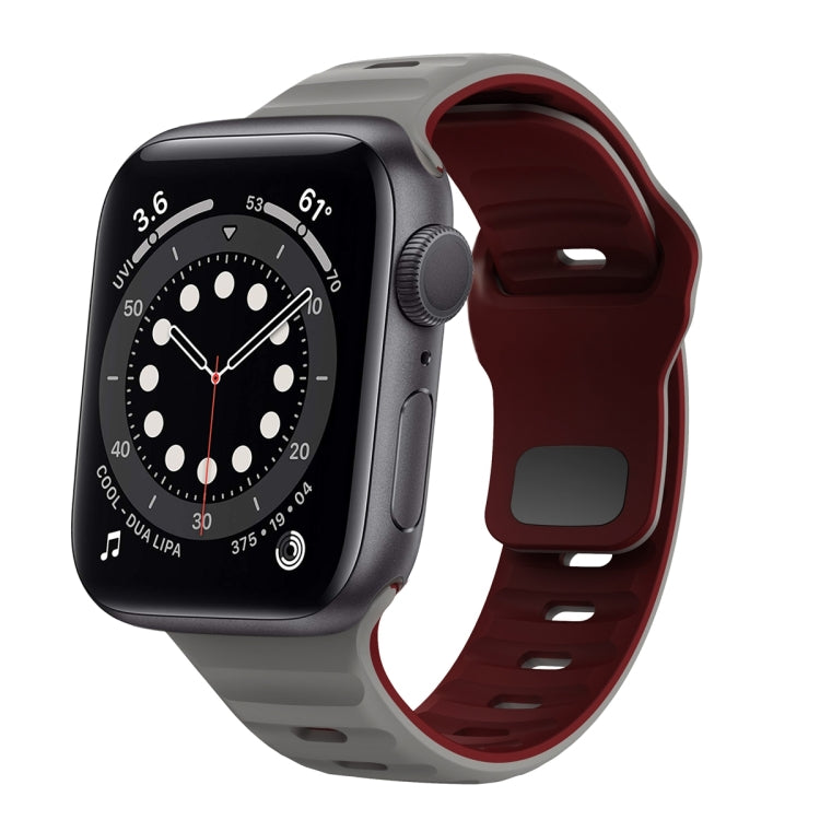 ウェーブテクスチャーリバースバックルシリコンウォッチバンド、Apple Watch Series 6 40mm用、Apple Watch Series 6 44mm用、Apple Watch Series 5 44mm用、Apple Watch Series 5 40mm用