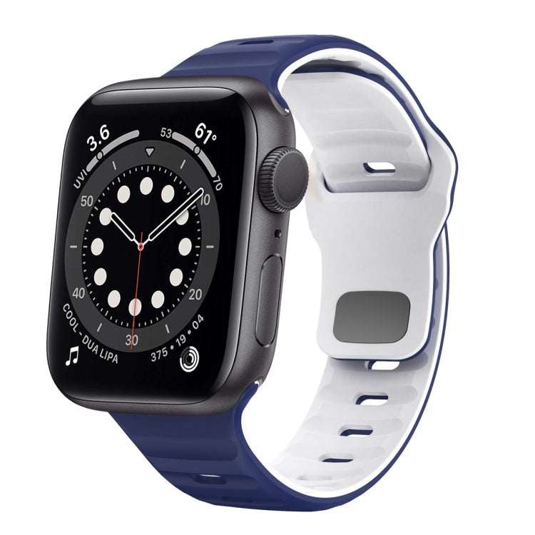 ウェーブテクスチャーリバースバックルシリコンウォッチバンド、Apple Watch Series 6 40mm用、Apple Watch Series 6 44mm用、Apple Watch Series 5 44mm用、Apple Watch Series 5 40mm用