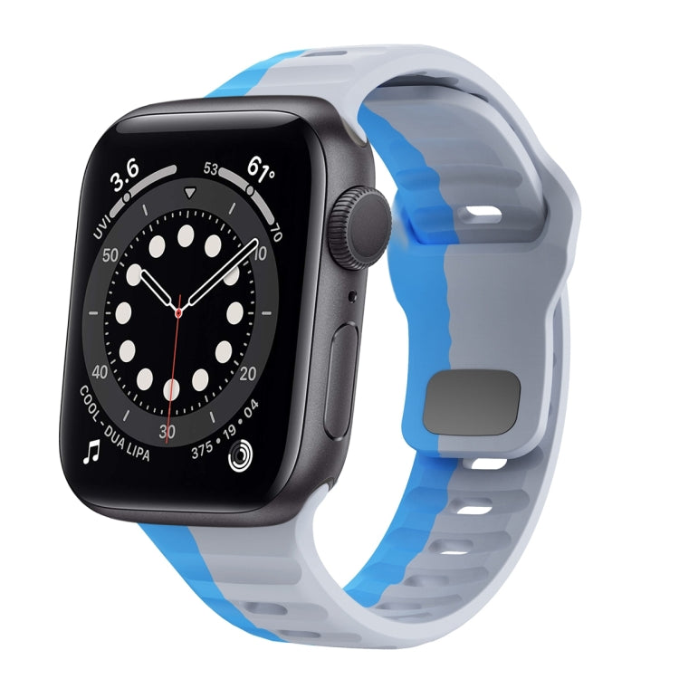 ウェーブテクスチャーリバースバックルシリコンウォッチバンド、Apple Watch Series 6 40mm用、Apple Watch Series 6 44mm用、Apple Watch Series 5 44mm用、Apple Watch Series 5 40mm用