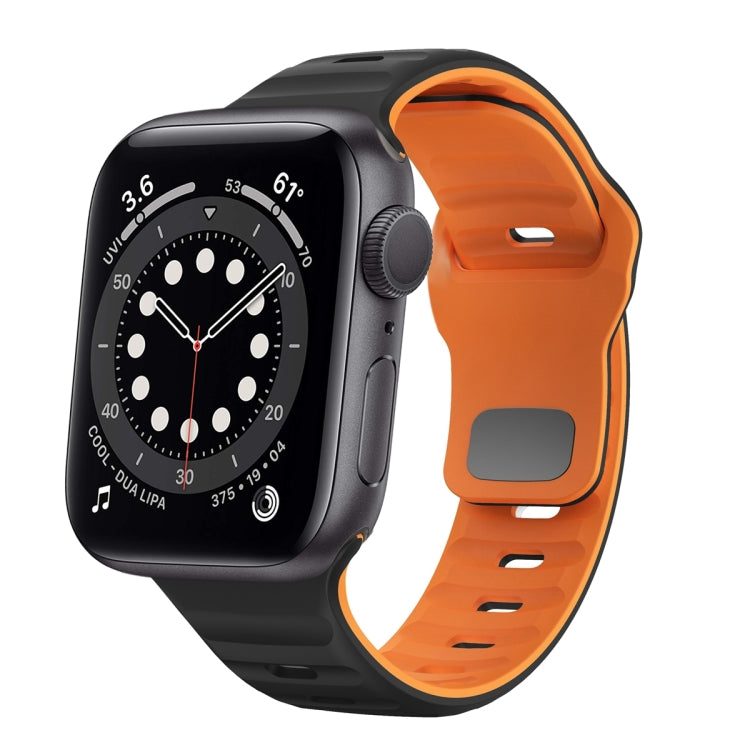 ウェーブテクスチャーリバースバックルシリコンウォッチバンド、Apple Watch Series 6 40mm用、Apple Watch Series 6 44mm用、Apple Watch Series 5 44mm用、Apple Watch Series 5 40mm用