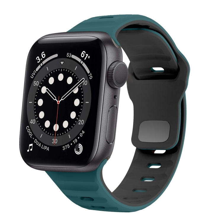 ウェーブテクスチャーリバースバックルシリコンウォッチバンド、Apple Watch Series 6 40mm用、Apple Watch Series 6 44mm用、Apple Watch Series 5 44mm用、Apple Watch Series 5 40mm用