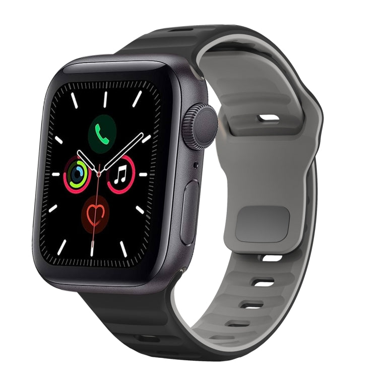 ウェーブテクスチャーリバースバックルシリコンウォッチバンド、Apple Watch Series 6 40mm用、Apple Watch Series 6 44mm用、Apple Watch Series 5 44mm用、Apple Watch Series 5 40mm用