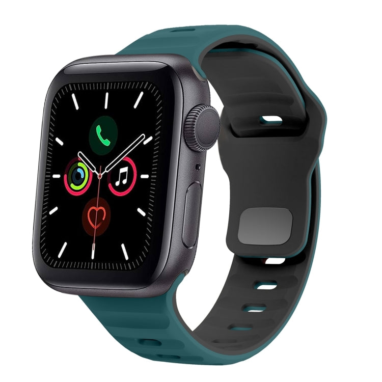ウェーブテクスチャーリバースバックルシリコンウォッチバンド、Apple Watch Series 6 40mm用、Apple Watch Series 6 44mm用、Apple Watch Series 5 44mm用、Apple Watch Series 5 40mm用