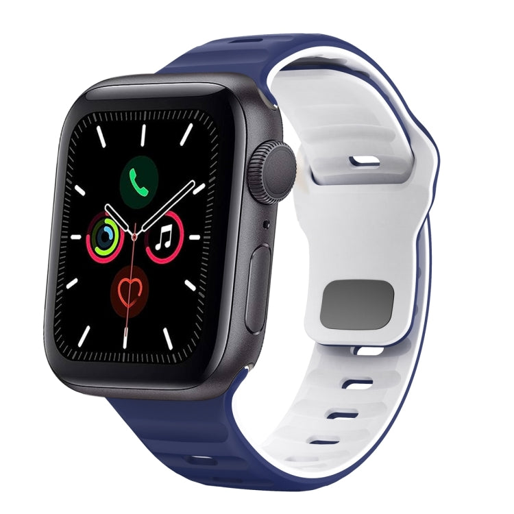 ウェーブテクスチャーリバースバックルシリコンウォッチバンド、Apple Watch Series 6 40mm用、Apple Watch Series 6 44mm用、Apple Watch Series 5 44mm用、Apple Watch Series 5 40mm用