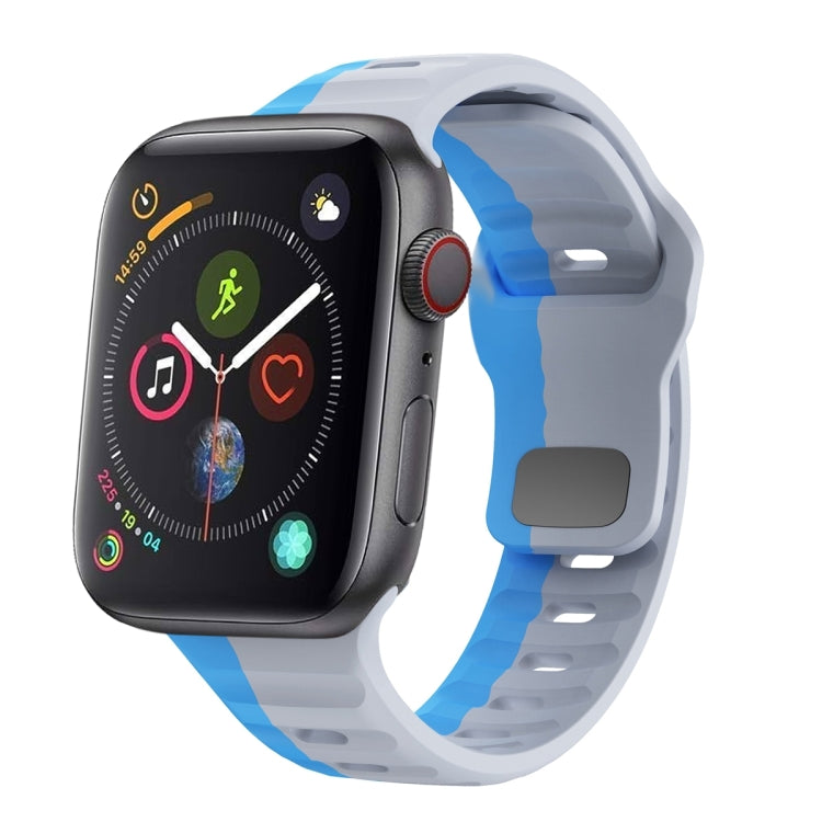 ウェーブテクスチャーリバースバックルシリコンウォッチバンド、Apple Watch Series 4 44mm用、Apple Watch Series 4 40mm用、Apple Watch Series 3 38mm用、Apple Watch Series 3 42mm用