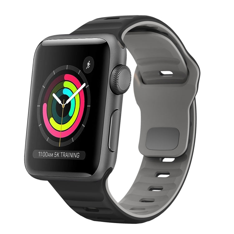 ウェーブテクスチャーリバースバックルシリコンウォッチバンド、Apple Watch Series 4 44mm用、Apple Watch Series 4 40mm用、Apple Watch Series 3 38mm用、Apple Watch Series 3 42mm用