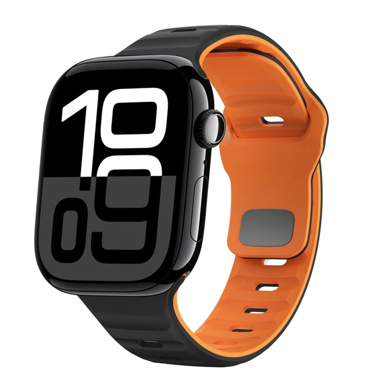 ウェーブテクスチャーリバースバックルシリコンウォッチバンド、Apple Watch Series 10 46mm用、Apple Watch Series 10 42mm用、Apple Watch SE 2023 44mm用、Apple Watch SE 2023 40mm用