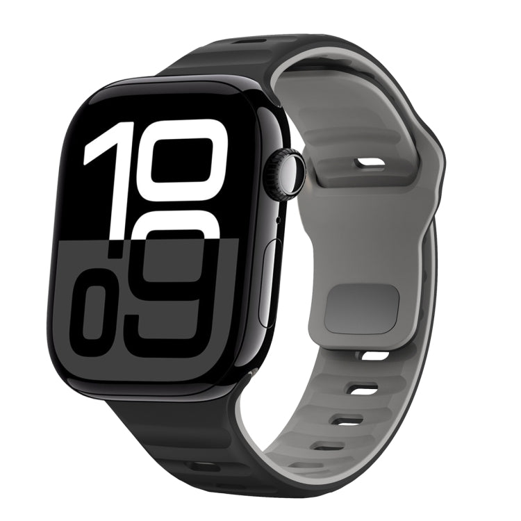 ウェーブテクスチャーリバースバックルシリコンウォッチバンド、Apple Watch Series 10 46mm用、Apple Watch Series 10 42mm用、Apple Watch SE 2023 44mm用、Apple Watch SE 2023 40mm用