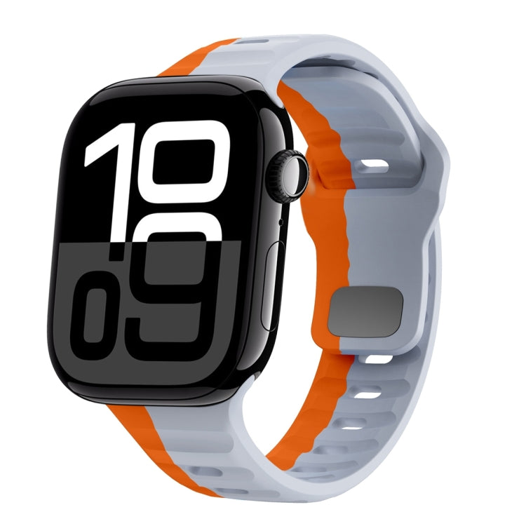 ウェーブテクスチャーリバースバックルシリコンウォッチバンド、Apple Watch Series 10 46mm用、Apple Watch Series 10 42mm用、Apple Watch SE 2023 44mm用、Apple Watch SE 2023 40mm用