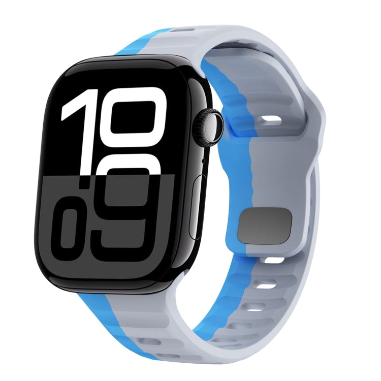 ウェーブテクスチャーリバースバックルシリコンウォッチバンド、Apple Watch Series 10 46mm用、Apple Watch Series 10 42mm用、Apple Watch SE 2023 44mm用、Apple Watch SE 2023 40mm用