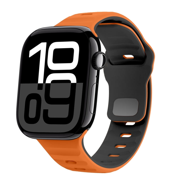 ウェーブテクスチャーリバースバックルシリコンウォッチバンド、Apple Watch Series 10 46mm用、Apple Watch Series 10 42mm用、Apple Watch SE 2023 44mm用、Apple Watch SE 2023 40mm用