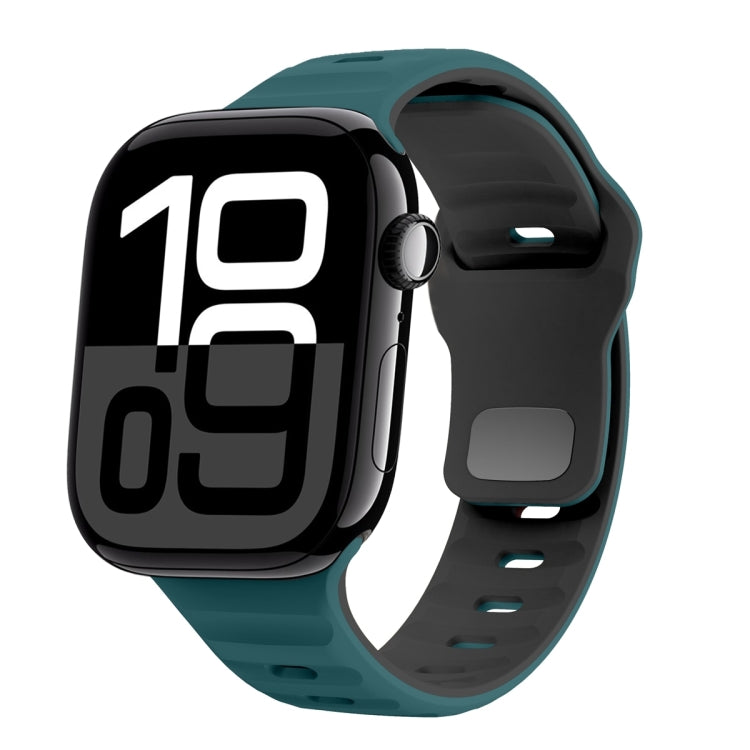 ウェーブテクスチャーリバースバックルシリコンウォッチバンド、Apple Watch Series 10 46mm用、Apple Watch Series 10 42mm用、Apple Watch SE 2023 44mm用、Apple Watch SE 2023 40mm用
