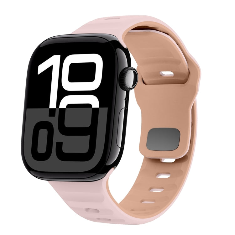 ウェーブテクスチャーリバースバックルシリコンウォッチバンド、Apple Watch Series 10 46mm用、Apple Watch Series 10 42mm用、Apple Watch SE 2023 44mm用、Apple Watch SE 2023 40mm用