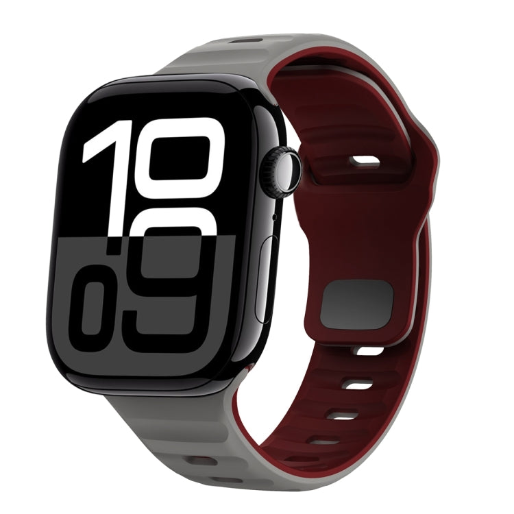 ウェーブテクスチャーリバースバックルシリコンウォッチバンド、Apple Watch Series 10 46mm用、Apple Watch Series 10 42mm用、Apple Watch SE 2023 44mm用、Apple Watch SE 2023 40mm用