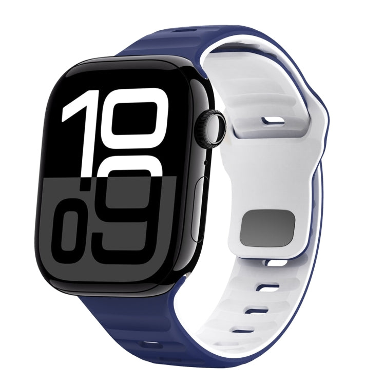 ウェーブテクスチャーリバースバックルシリコンウォッチバンド、Apple Watch Series 10 46mm用、Apple Watch Series 10 42mm用、Apple Watch SE 2023 44mm用、Apple Watch SE 2023 40mm用