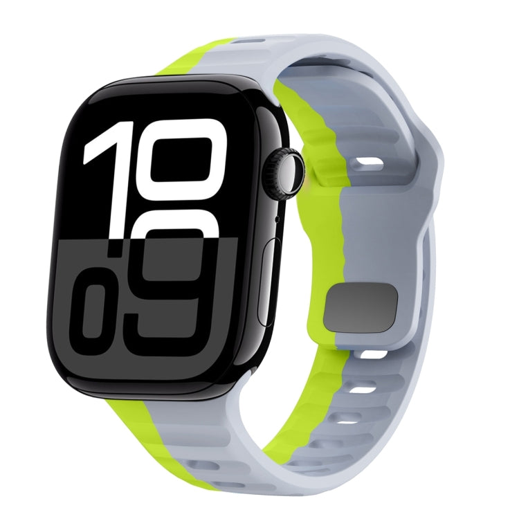 ウェーブテクスチャーリバースバックルシリコンウォッチバンド、Apple Watch Series 10 46mm用、Apple Watch Series 10 42mm用、Apple Watch SE 2023 44mm用、Apple Watch SE 2023 40mm用