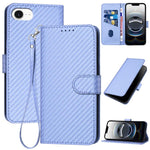 YX0070カーボンファイバーバックルレザーフォンケースストラップ付き、iPhone 17e / 16e用、iPhone 17 Pro Max用、iPhone 17 Pro用、iPhone 17用、iPhone Air用、iPhone 16 Pro Max用