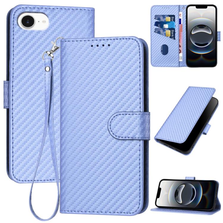 YX0070カーボンファイバーバックルレザーフォンケースストラップ付き、iPhone 17e / 16e用、iPhone 17 Pro Max用、iPhone 17 Pro用、iPhone 17用、iPhone Air用、iPhone 16 Pro Max用