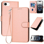 YX0070カーボンファイバーバックルレザーフォンケースストラップ付き、iPhone 17e / 16e用、iPhone 17 Pro Max用、iPhone 17 Pro用、iPhone 17用、iPhone Air用、iPhone 16 Pro Max用