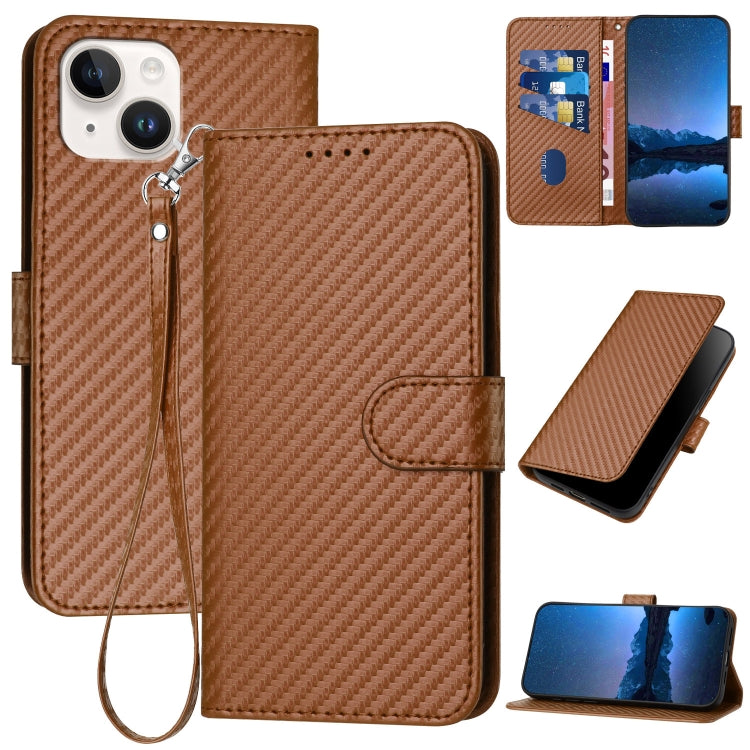 YX0070 カーボンファイバー バックル レザー携帯ケース ストラップ付き、iPhone 13 Pro Max用、iPhone 13 Pro用、iPhone 13用、iPhone 13 mini用、iPhone 12 / 12 Pro用、iPhone 12 Pro Max用