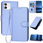 YX0070 カーボンファイバー バックル レザー携帯ケース ストラップ付き、iPhone 13 Pro Max用、iPhone 13 Pro用、iPhone 13用、iPhone 13 mini用、iPhone 12 / 12 Pro用、iPhone 12 Pro Max用