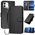 YX0070 カーボンファイバー バックル レザー携帯ケース ストラップ付き、iPhone 13 Pro Max用、iPhone 13 Pro用、iPhone 13用、iPhone 13 mini用、iPhone 12 / 12 Pro用、iPhone 12 Pro Max用