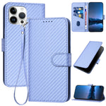 YX0070 カーボンファイバー バックル レザー携帯ケース ストラップ付き、iPhone 13 Pro Max用、iPhone 13 Pro用、iPhone 13用、iPhone 13 mini用、iPhone 12 / 12 Pro用、iPhone 12 Pro Max用