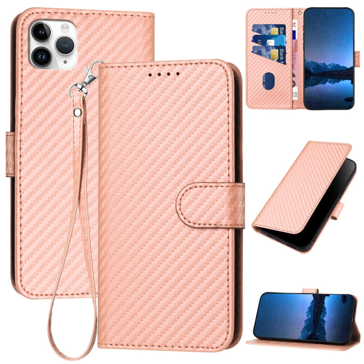 YX0070 カーボンファイバーバックルレザー携帯ケース ストラップ付き、iPhone 12 mini用、iPhone 11 Pro Max用、iPhone 11用、iPhone 11 Pro用、iPhone X / XS用、iPhone XR用