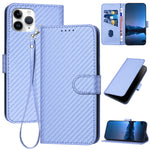 YX0070 カーボンファイバーバックルレザー携帯ケース ストラップ付き、iPhone 12 mini用、iPhone 11 Pro Max用、iPhone 11用、iPhone 11 Pro用、iPhone X / XS用、iPhone XR用