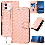 YX0070 カーボンファイバーバックルレザー携帯ケース ストラップ付き、iPhone 12 mini用、iPhone 11 Pro Max用、iPhone 11用、iPhone 11 Pro用、iPhone X / XS用、iPhone XR用