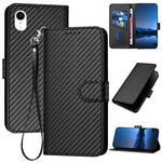 YX0070 カーボンファイバーバックルレザー携帯ケース ストラップ付き、iPhone 12 mini用、iPhone 11 Pro Max用、iPhone 11用、iPhone 11 Pro用、iPhone X / XS用、iPhone XR用