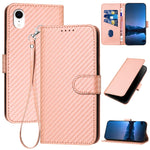 YX0070 カーボンファイバーバックルレザー携帯ケース ストラップ付き、iPhone 12 mini用、iPhone 11 Pro Max用、iPhone 11用、iPhone 11 Pro用、iPhone X / XS用、iPhone XR用