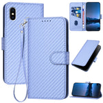 YX0070 カーボンファイバー バックル レザー携帯ケース ストラップ付き、iPhone XS Max用、iPhone 8 Plus / 7 Plus用
