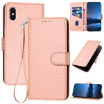 YX0070 カーボンファイバー バックル レザー携帯ケース ストラップ付き、iPhone XS Max用、iPhone 8 Plus / 7 Plus用