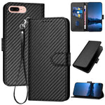 YX0070 カーボンファイバー バックル レザー携帯ケース ストラップ付き、iPhone XS Max用、iPhone 8 Plus / 7 Plus用