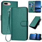 YX0070 カーボンファイバー バックル レザー携帯ケース ストラップ付き、iPhone XS Max用、iPhone 8 Plus / 7 Plus用