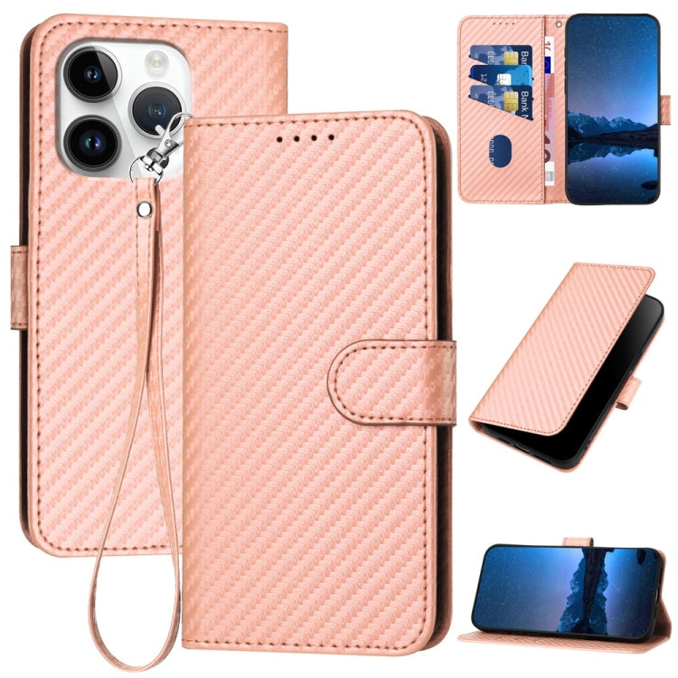 YX0070カーボンファイバーバックルレザースマホケース（ストラップ付き）、iPhone 16 Pro用、iPhone 16 Plus用、iPhone 16用、iPhone 15 Pro Max用、iPhone 15 Pro用、iPhone 15 Plus用
