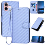 YX0070カーボンファイバーバックルレザースマホケース（ストラップ付き）、iPhone 16 Pro用、iPhone 16 Plus用、iPhone 16用、iPhone 15 Pro Max用、iPhone 15 Pro用、iPhone 15 Plus用