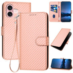 YX0070カーボンファイバーバックルレザースマホケース（ストラップ付き）、iPhone 16 Pro用、iPhone 16 Plus用、iPhone 16用、iPhone 15 Pro Max用、iPhone 15 Pro用、iPhone 15 Plus用