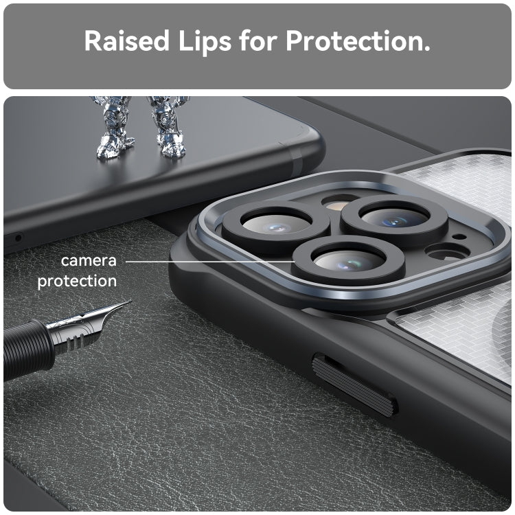 カーボンファイバー調 MagSafe 透明スマホケース、iPhone 11 Pro用