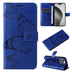 3D Butterfly Embossed Pattern Flip Leather Phone Case, For iPhone 17e / 16e, For iPhone 16 Pro Max, For iPhone 16 Pro, For iPhone 16 Plus, For iPhone 16
