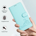 猫とネズミの型押しパターン RFID レザー製スマホケース ストラップ付き、iPhone 13 mini用、iPhone 12/12 Pro用、iPhone 12 Pro Max用、iPhone 12 mini用、iPhone 11 Pro Max用、iPhone 11用、iPhone 11 Pro用、iPhone XS / X用