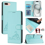 Cat Rat Embossed Pattern RFID Leather Phone Case with Lanyard, For iPhone XR, For iPhone XS Max, For iPhone 8 Plus / 7 Plus