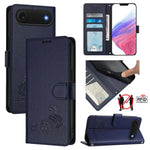 キャットラットエンボスパターンRFIDレザーフォンケースストラップ付き、iPhone 17 Pro Max用、iPhone 17 Pro用、iPhone 17用、iPhone Air用、iPhone SE 2024用、iPhone 15 Pro Max用、iPhone 15 Pro用、iPhone 15 Plus用