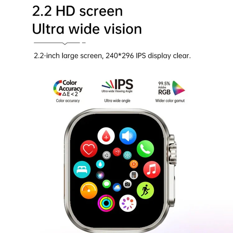 WS12 ULTRA 2 2.2インチスポーツスマートウォッチ 決済コード／Bluetooth通話／睡眠／血中酸素／心拍数／血圧健康モニター対応
