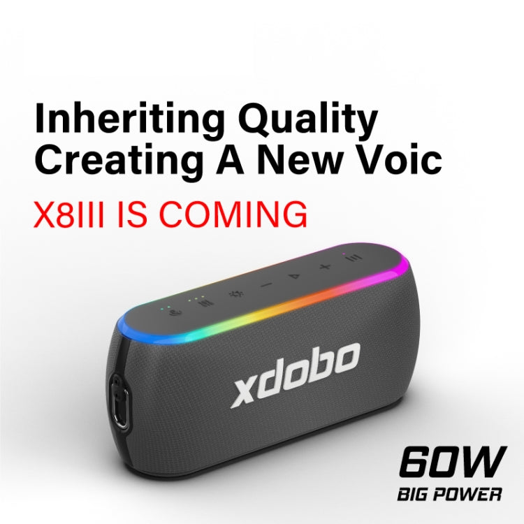 Xdobo X8 III BT5.3 IPX7ワイヤレススピーカーRGBライト付き、Bluetooth/TFカード/USB/AUX対応、X8 III