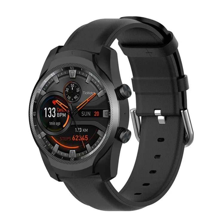 22mm レザーストラップ ラウンドテールバックル付き、Ticwatch Pro 2020用、Huawei Watch GT2E用、Samsung Galaxy Watch 3 45mm用