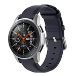 22mm Leather Strap with Round Tail Buckle, For Ticwatch Pro 2020, For Huawei Watch GT2E, For Samsung Galaxy Watch 3 45mm